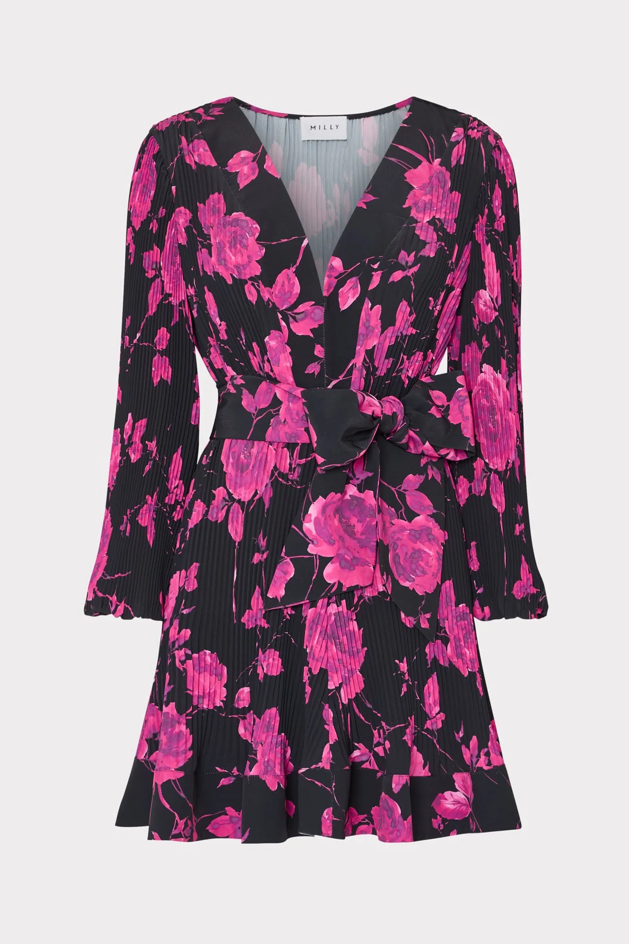 Side-Slit Liv Amarilla Rose Pleated Dress