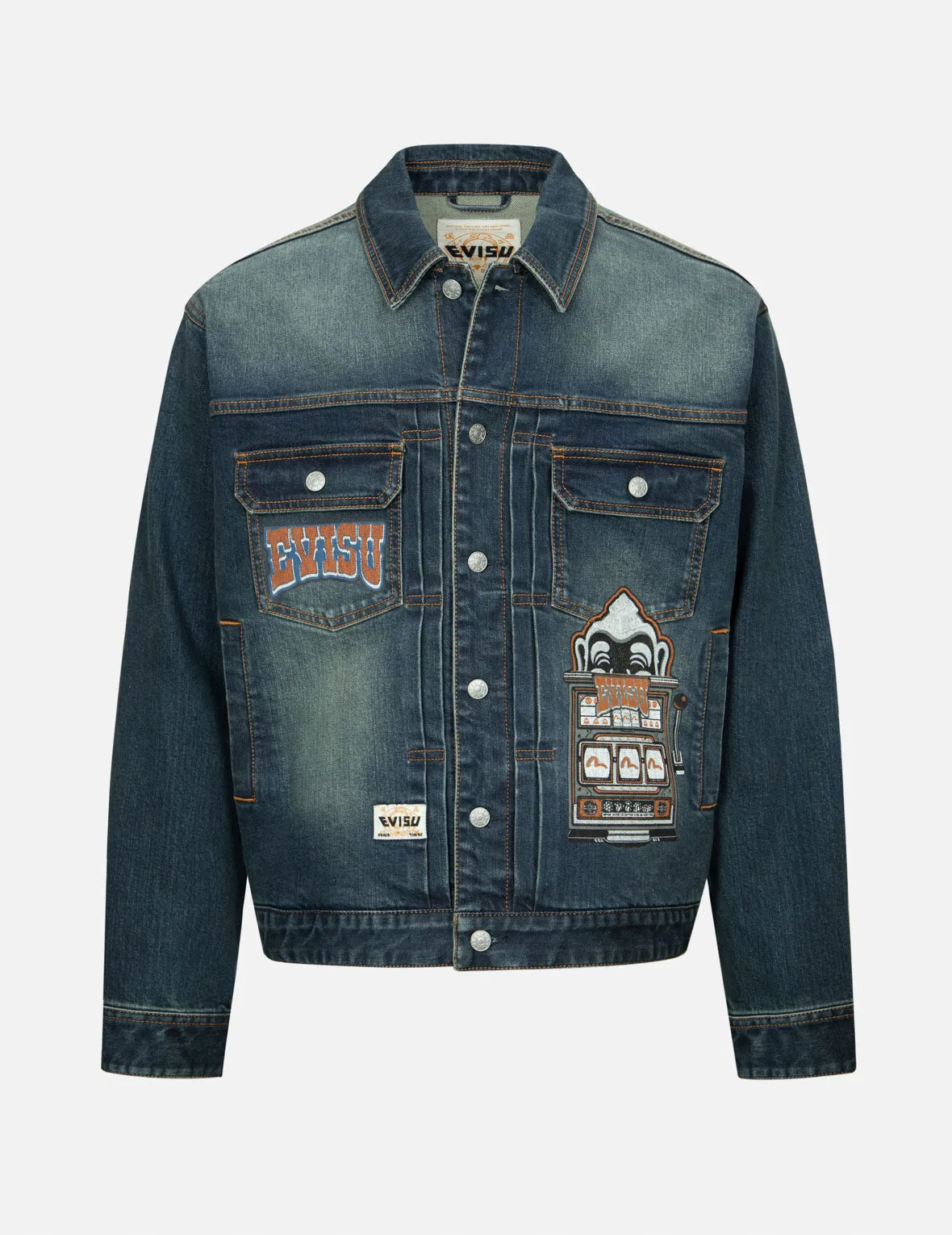SweatGuard Lining NonToxicCoating Logo and Godhead Lucky Slot Machine EmbroideriesRelax Fit Denim Jacket