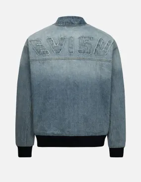 ConvertibleSleeves Logo Appliqu?? Embroidery Oversized Denim Bomber Jacket