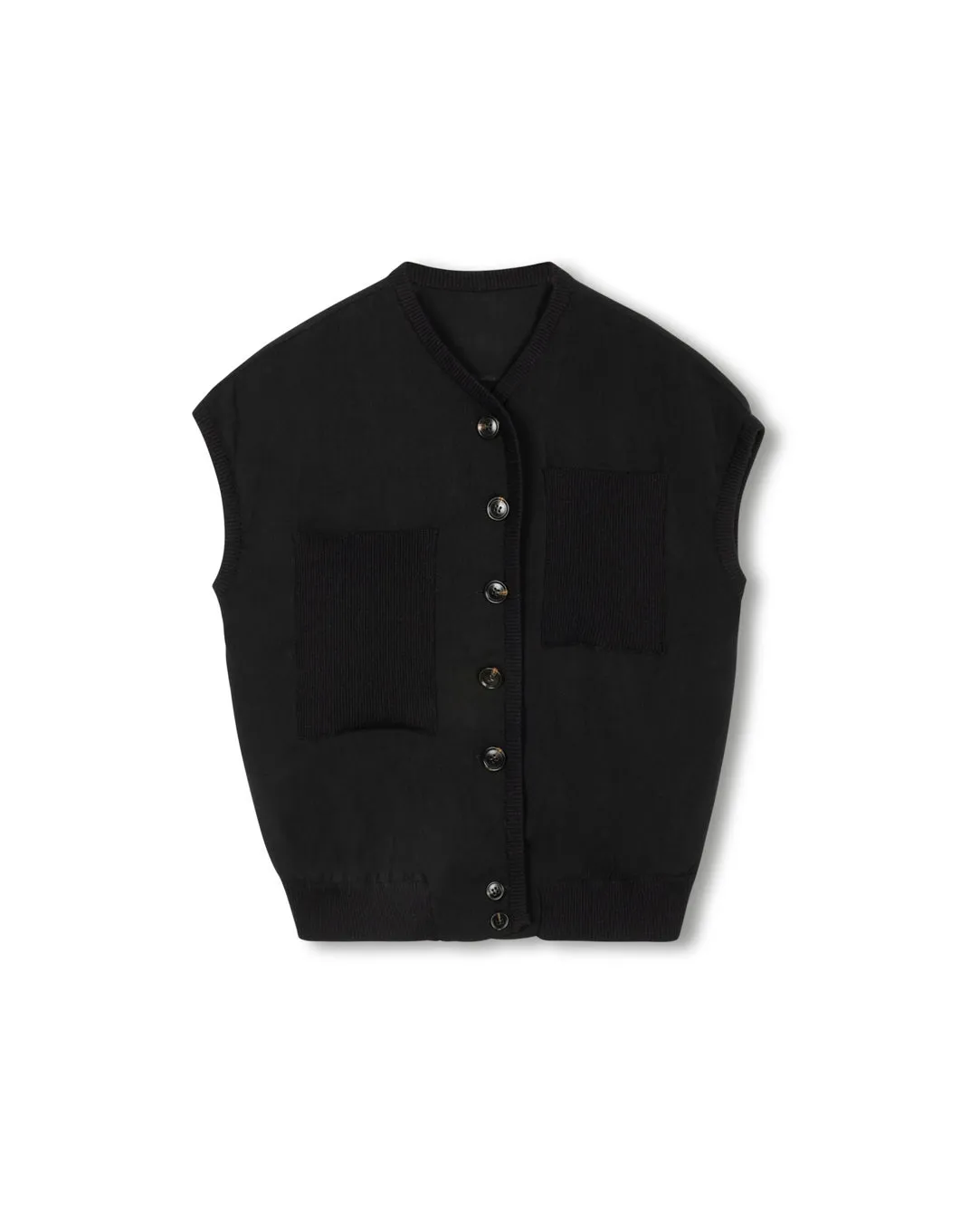 Minimal Comfort Wear Organic Cotton Construction Loha Trimmed Knit Vest