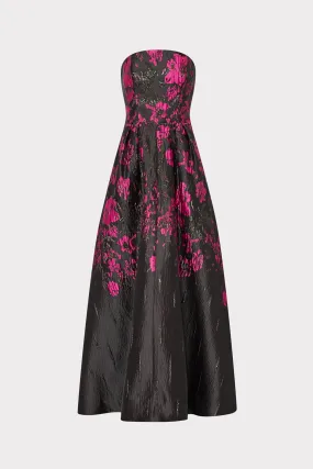 soft elegance Winona Floral Jacquard Strapless Gown
