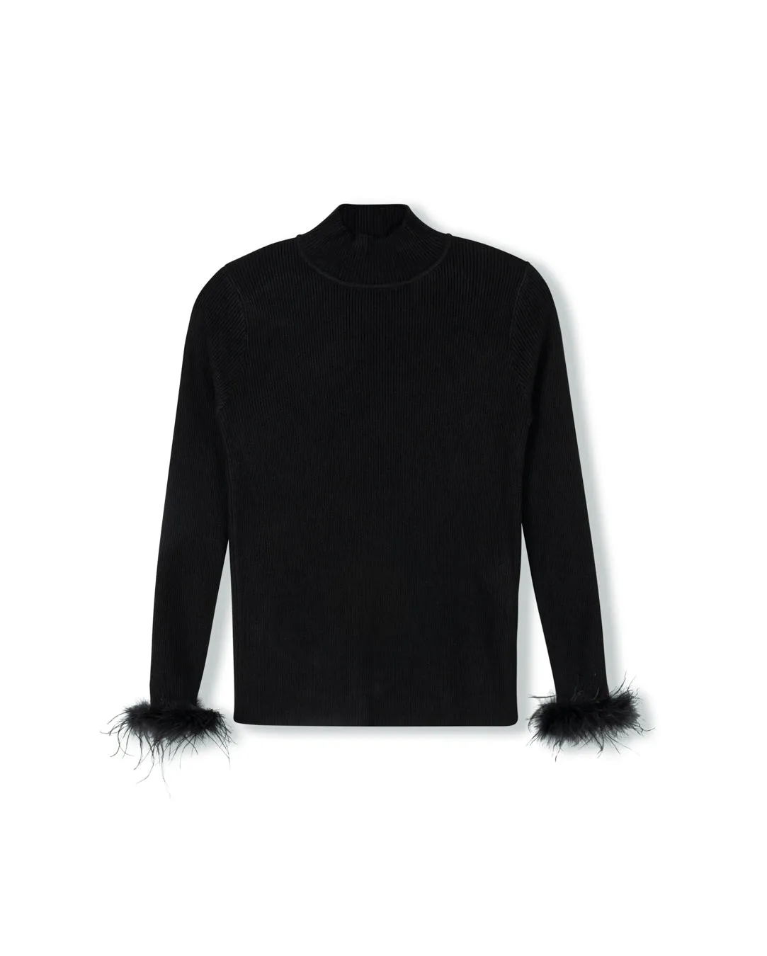 Simple Wear harmonious Fur Cuff Turtleneck