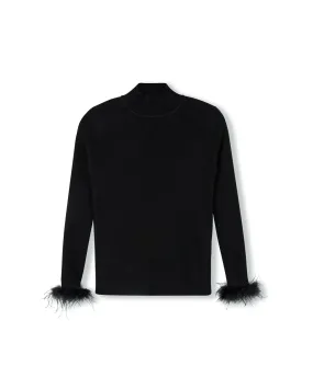 Fur Cuff Turtleneck slim fit