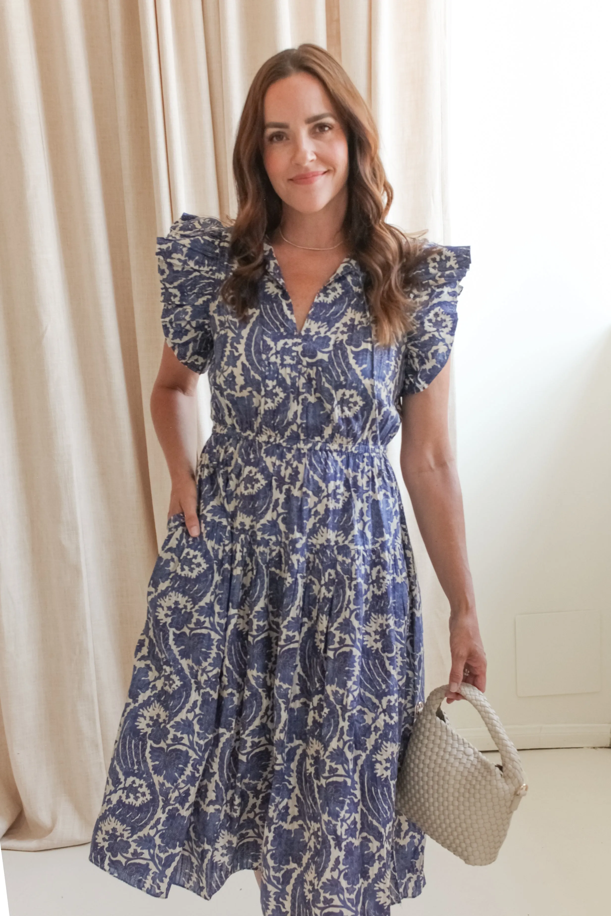 Refined fit One-Shoulder Ulla Johnson Kairi Flutter Sleeve Midi Dress - Ocean