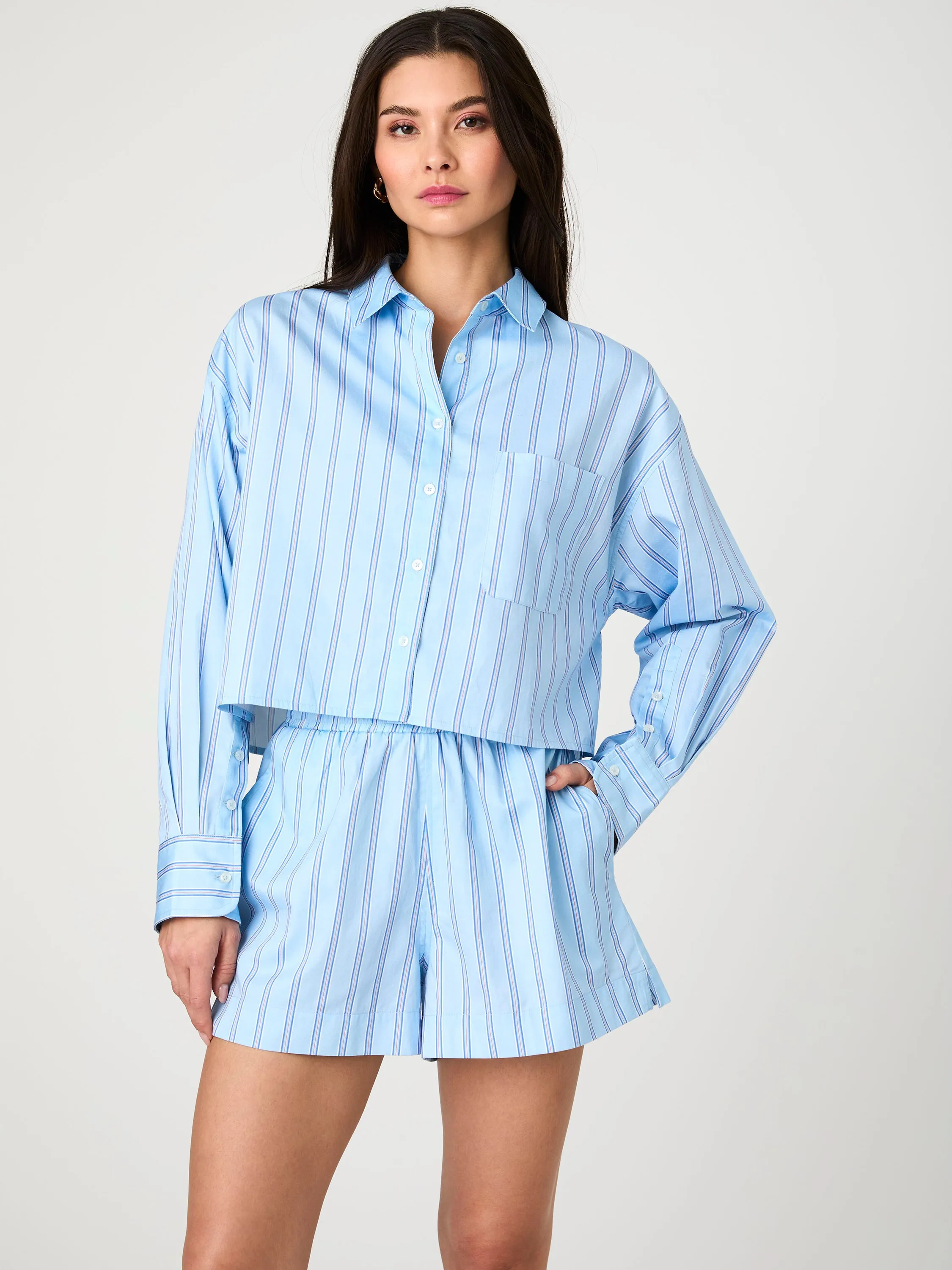 Professional Wear ElasticEdgeBinding Lorenzo Stripe Cropped Shirt