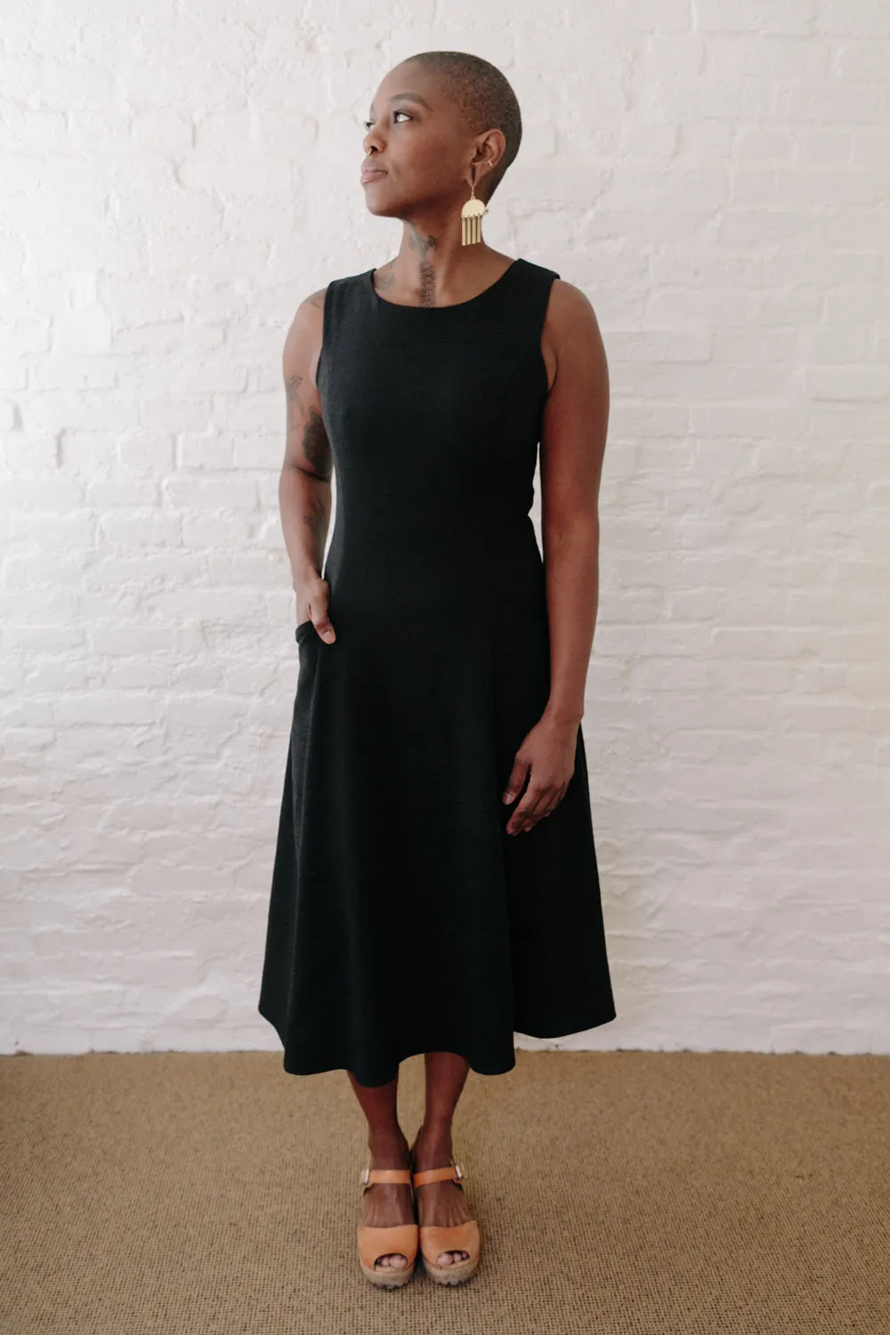 Picture Perfect Lori Dress in Black Linen