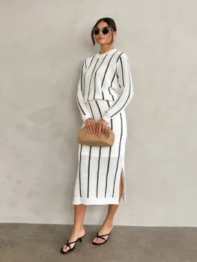 Lightweight texture Work Day Luca Stripe Knit Maxi Skirt - Final Sale