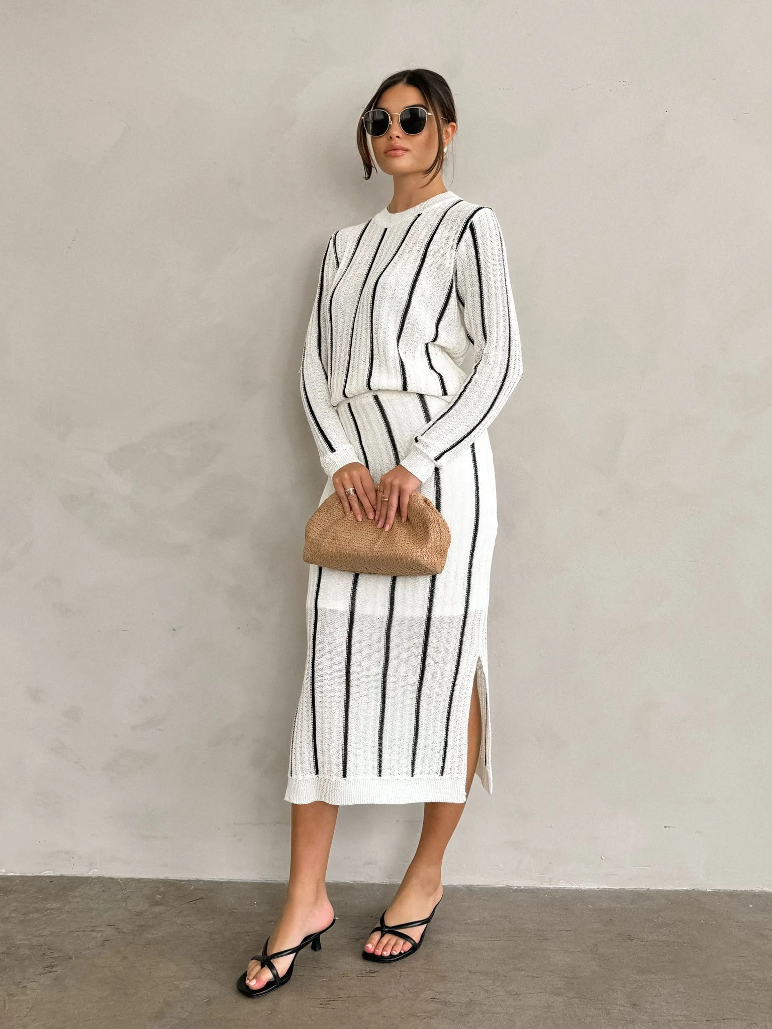 Lightweight texture Work Day Luca Stripe Knit Maxi Skirt - Final Sale