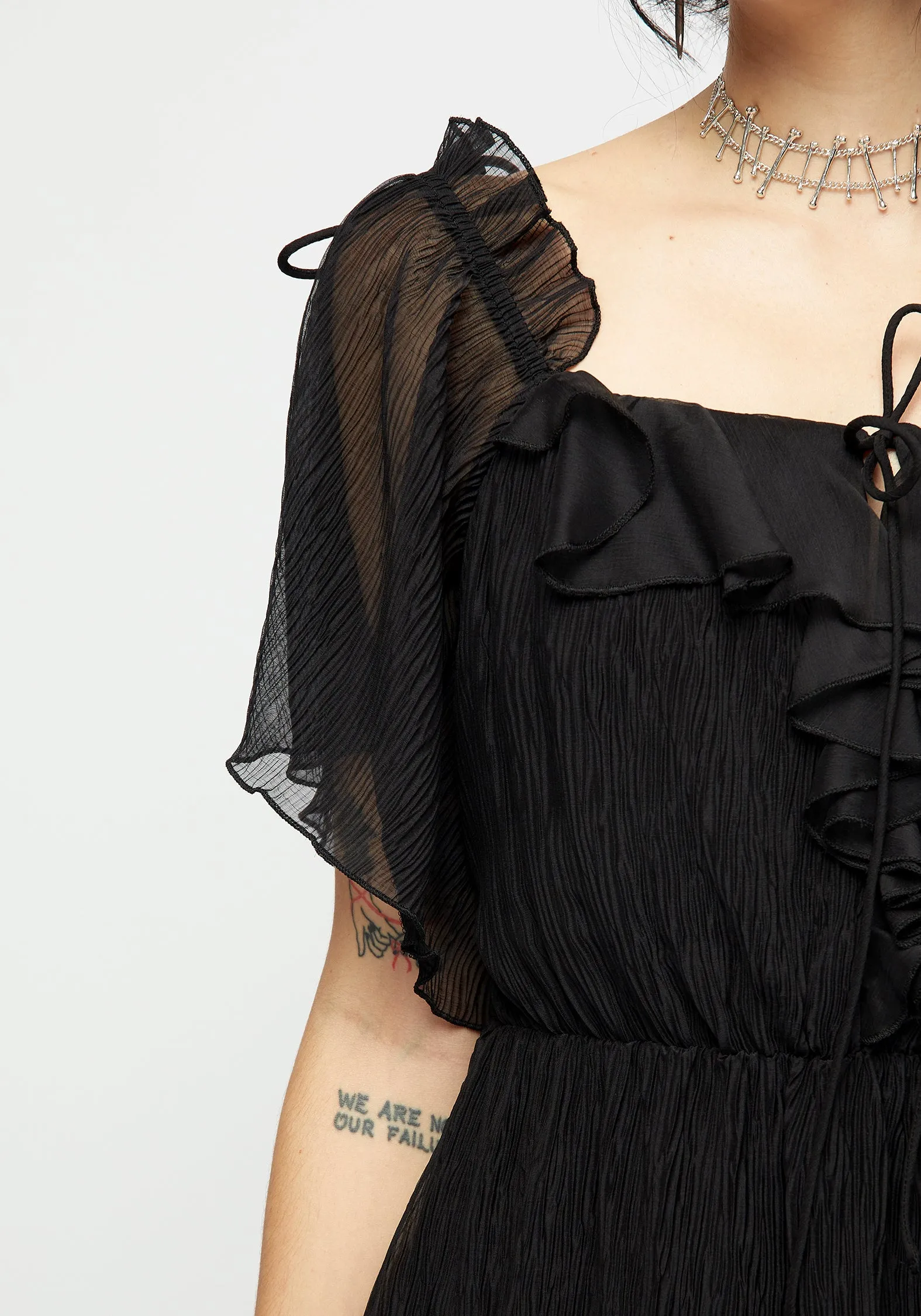 Lucien Textured Angel Sleeve Mini Dress Silky Movement Elegant holiday wear