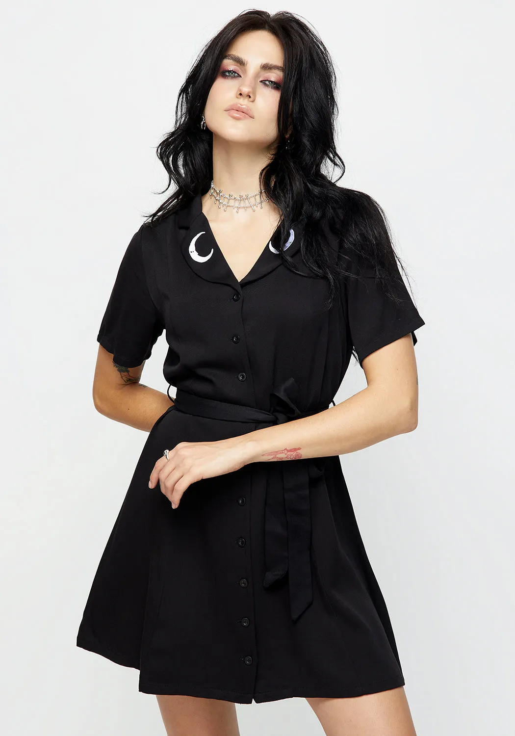 Simple Chic Luna Button Down Mini Shirt Dress