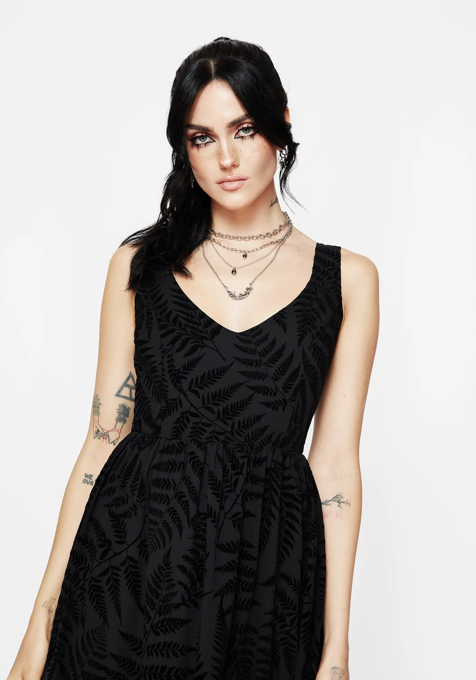 Bronze Glow Lunafern Fern Print Cami Midaxi Dress