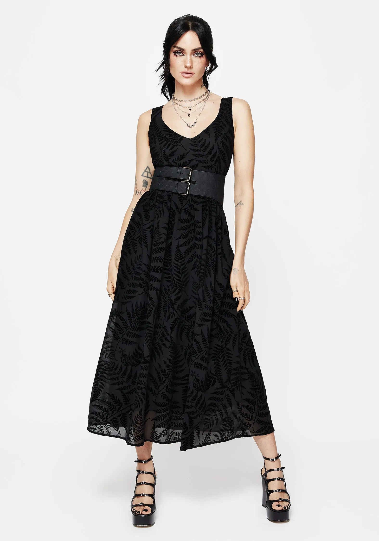 Lunafern Fern Print Cami Midaxi Dress holiday vibe Bold printed floor dress