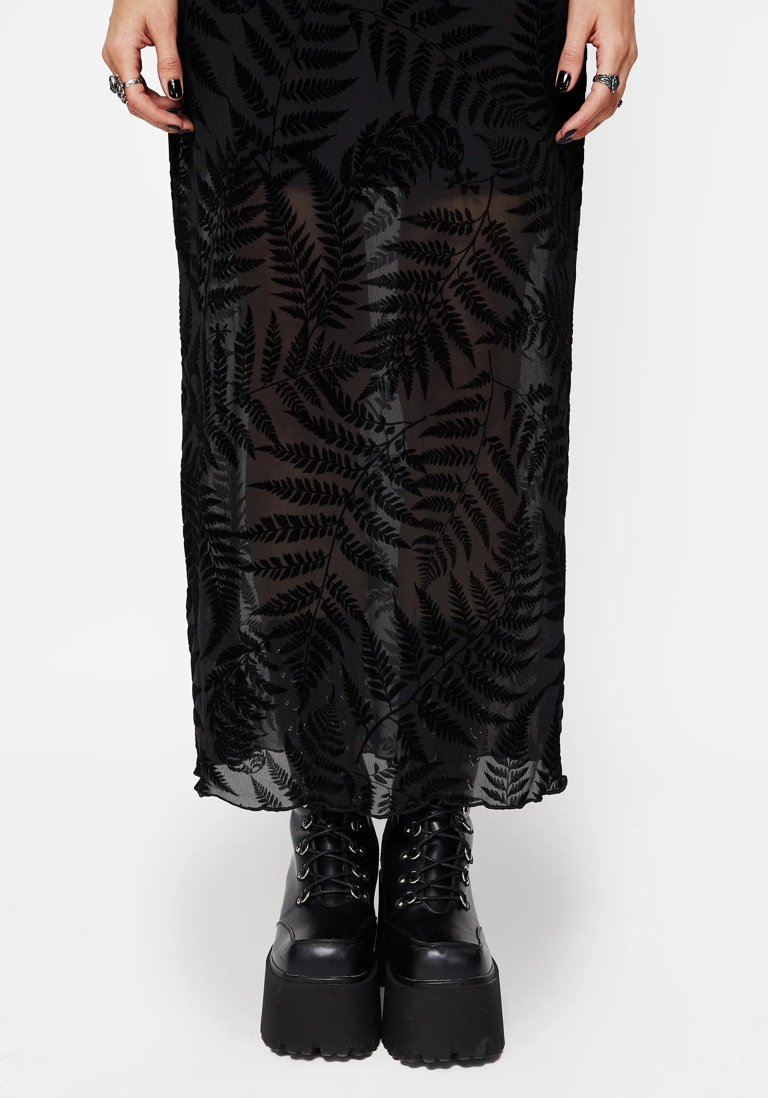 Lunafern Mesh Fern Leaf Midaxi Skirt Tie Dye Style