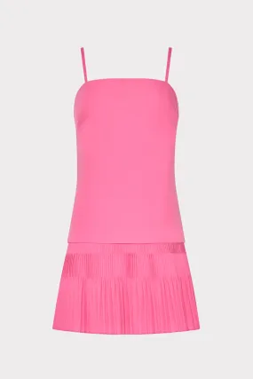 Chilly Weather Comfort Fresh Color Nola Poplin Pleated Combo Mini Dress