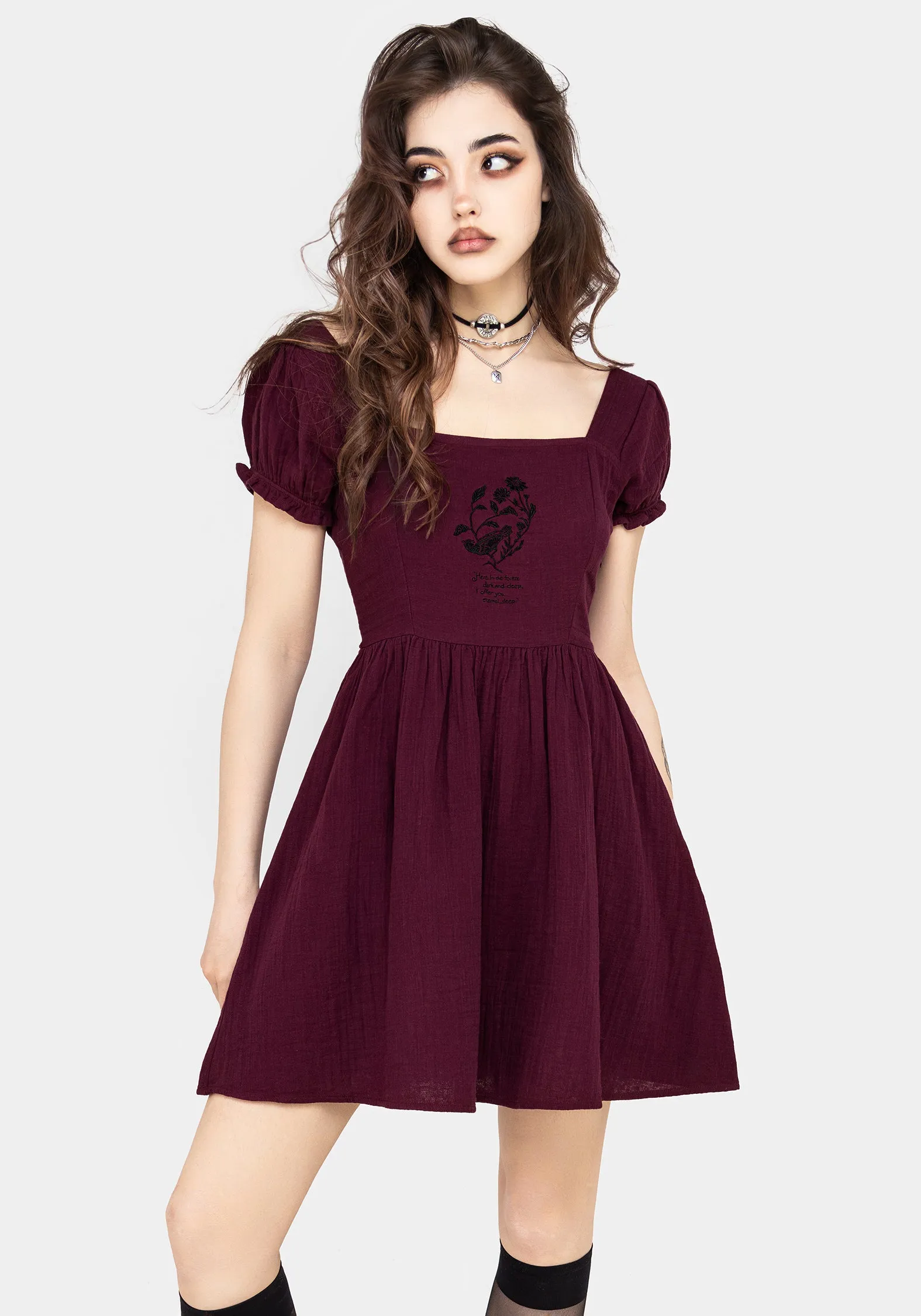 Bold Twist Frances Embroidered Cotton Mini Dress