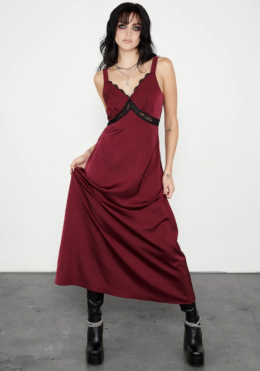 Light Mood Polished Layer Mara Lace Panelled Slip Dress