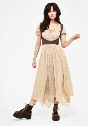 Tabitha Floral Print Chiffon Handkerchief Hem Midaxi Dress Side Slit