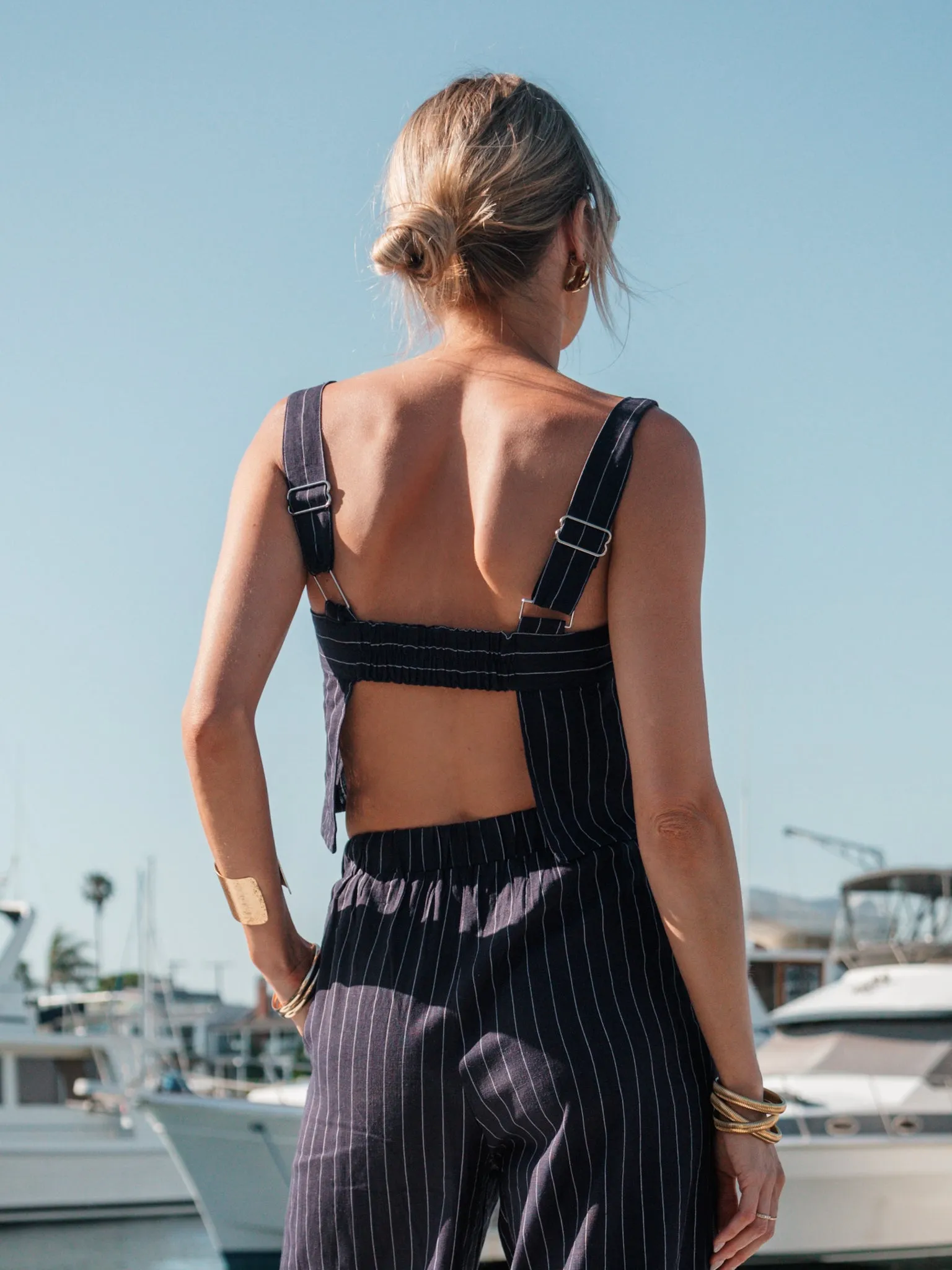 Haven Stripe Crop Top - Final Sale Hooded Knit Variation Minimal Comfort