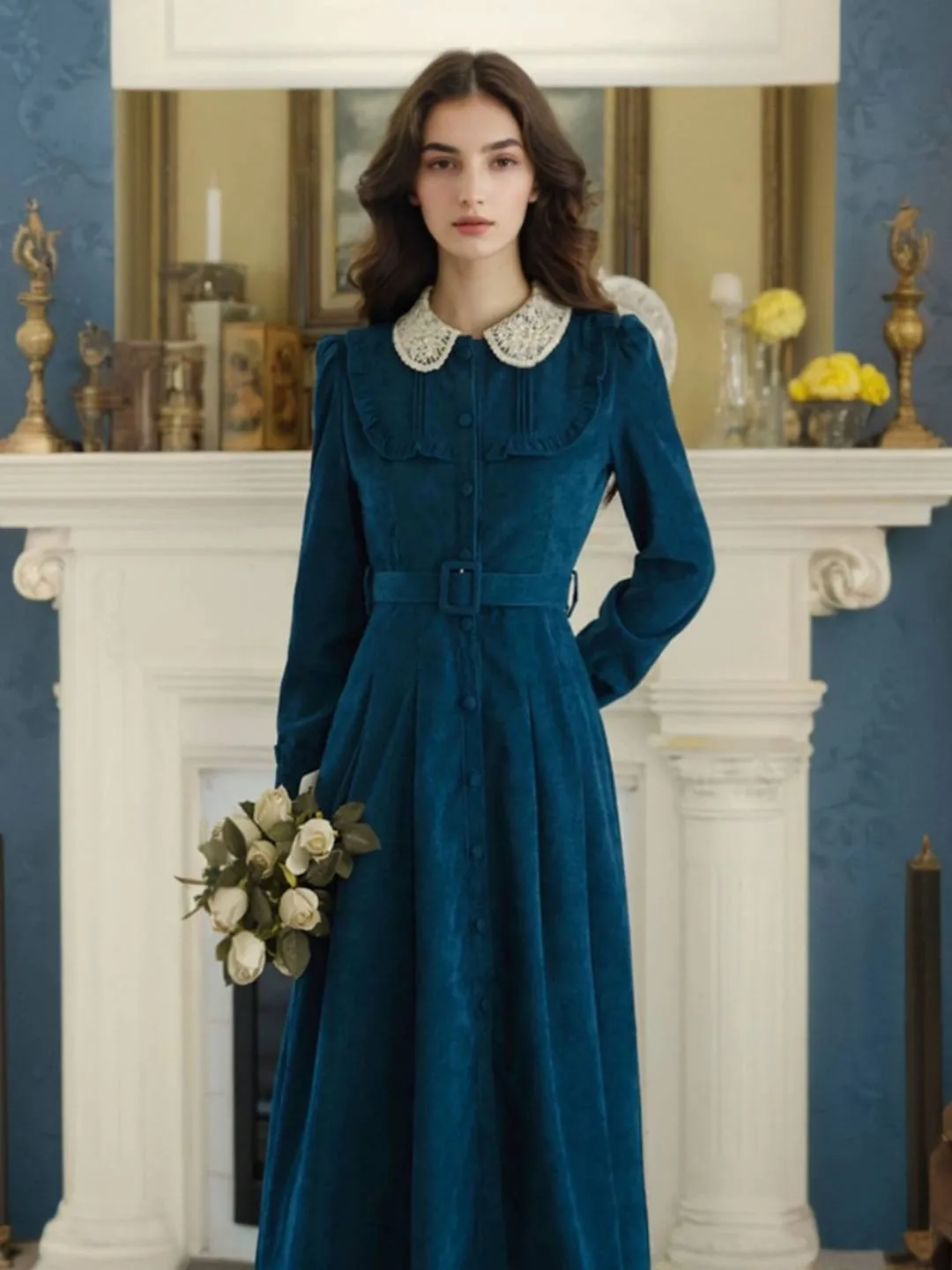 Macie Peter Pan Collar Waisted Dress Runway-Ready