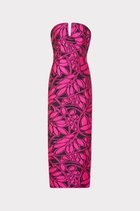Judith Pink Palm Jacquard Dress Art Spirit