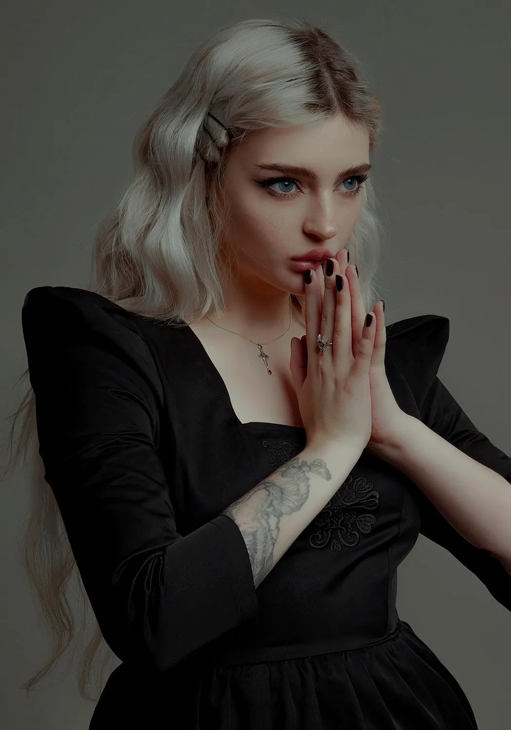 MAGDALENE MIDI DRESS Button Accent