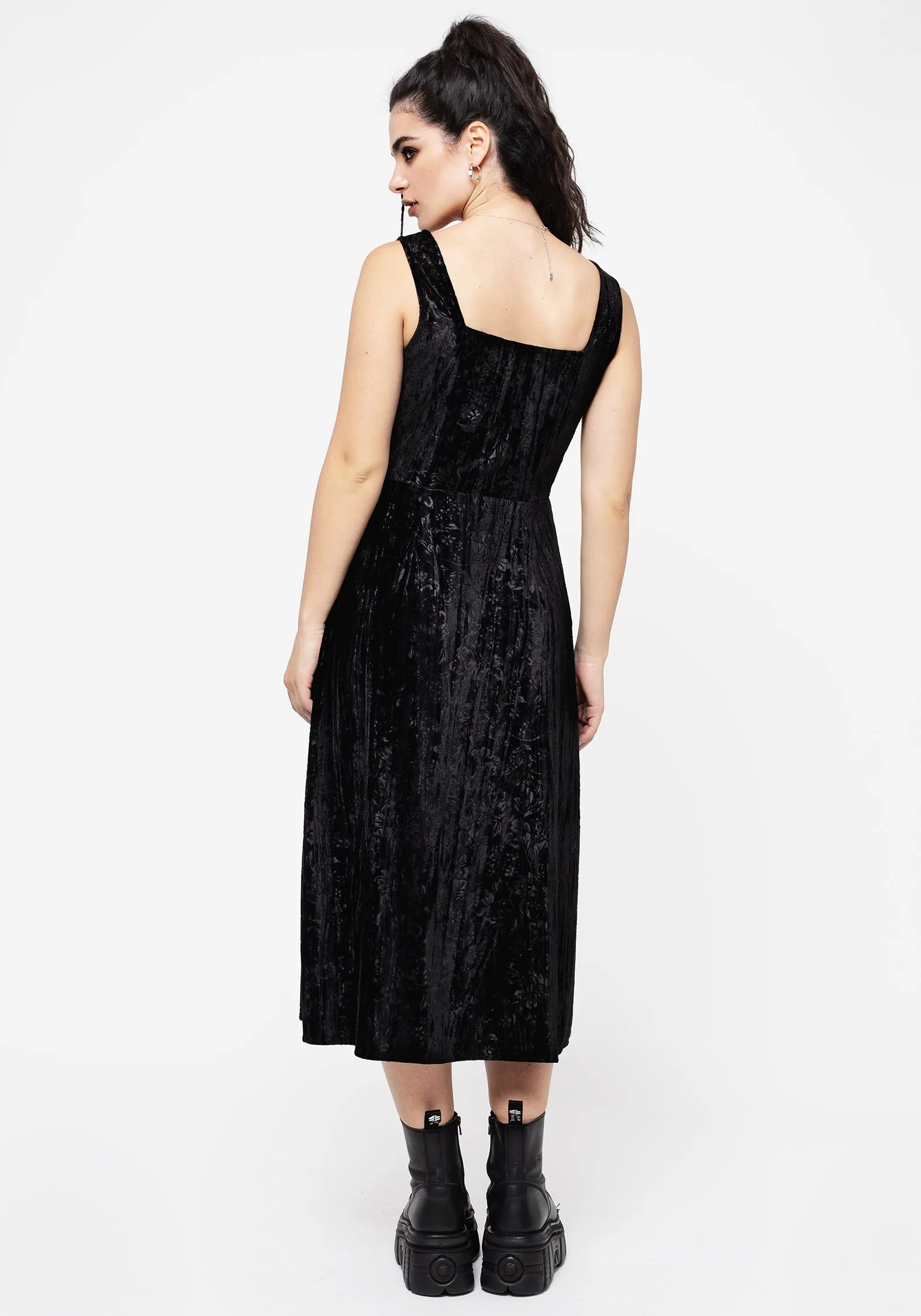 Maggie Tie Front Apron Midi Dress Hidden-Pocket Work Appropriate