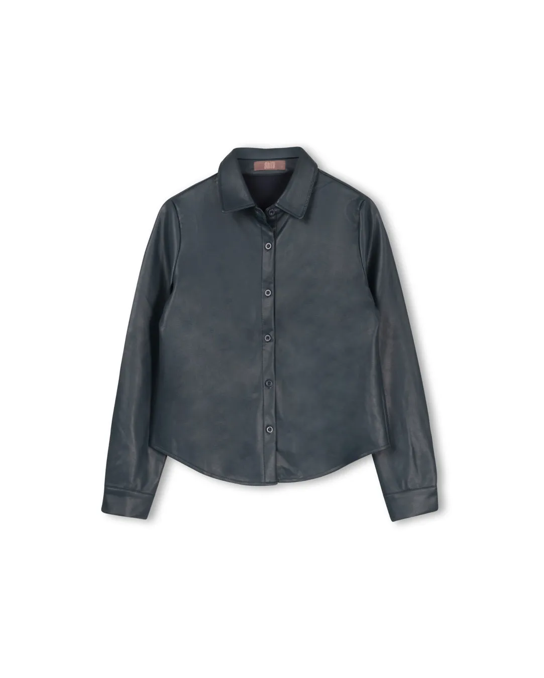 Alhama Leather Button Down Shacket Secure Chest Pocket