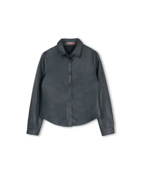 Alhama Leather Button Down Shacket Secure Chest Pocket