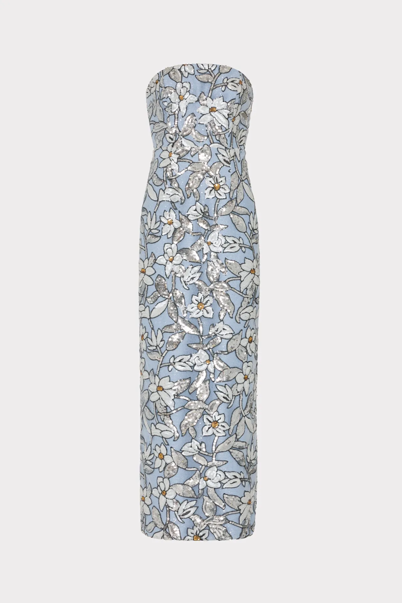 Magnolia Silver Floral Sequins Maxi Dress Magic Day