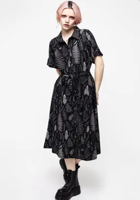 Maidenhair Midi Short Sleeve Shirt Dress Relax Tones Cozy Layering