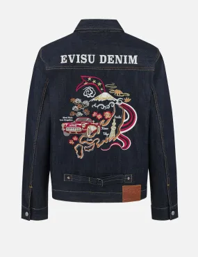 Map Appliqu?? Embroidery Regular Fit Denim Jacket EcoFriendly Material Smooth Stitching