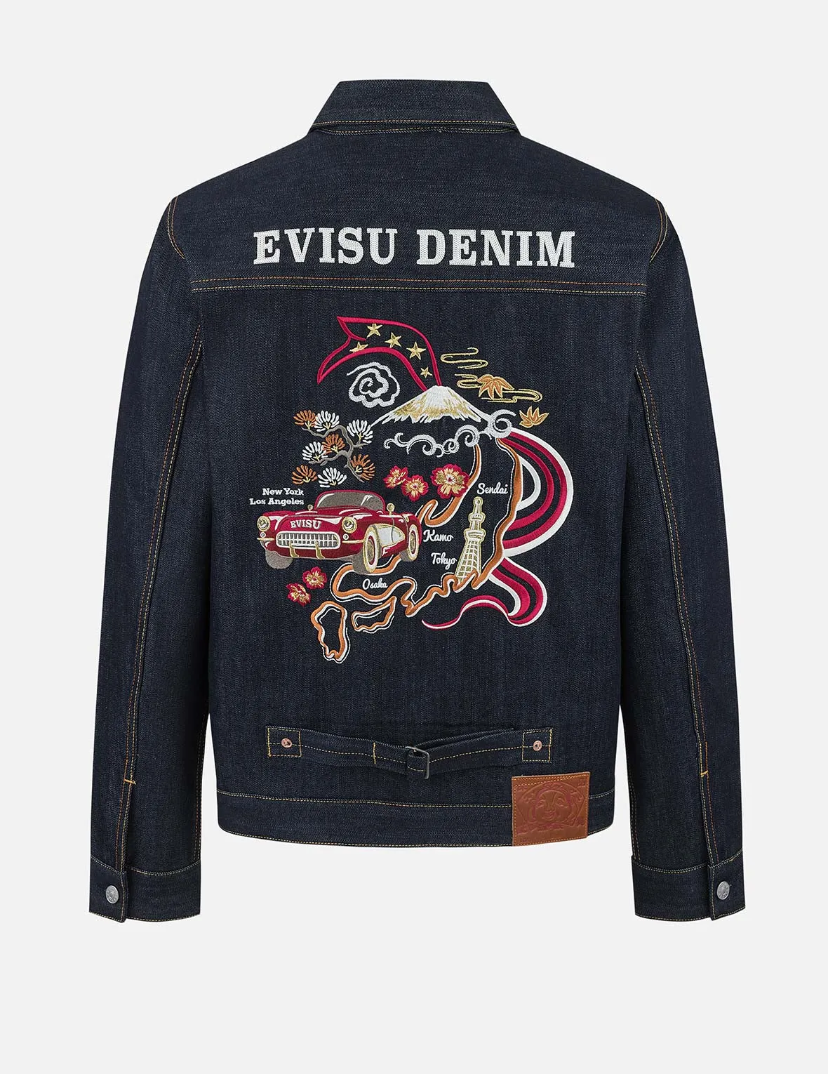 Wrinkle resistant fabric Non Restrictive Fit Map Appliqu?? Embroidery Regular Fit Denim Jacket