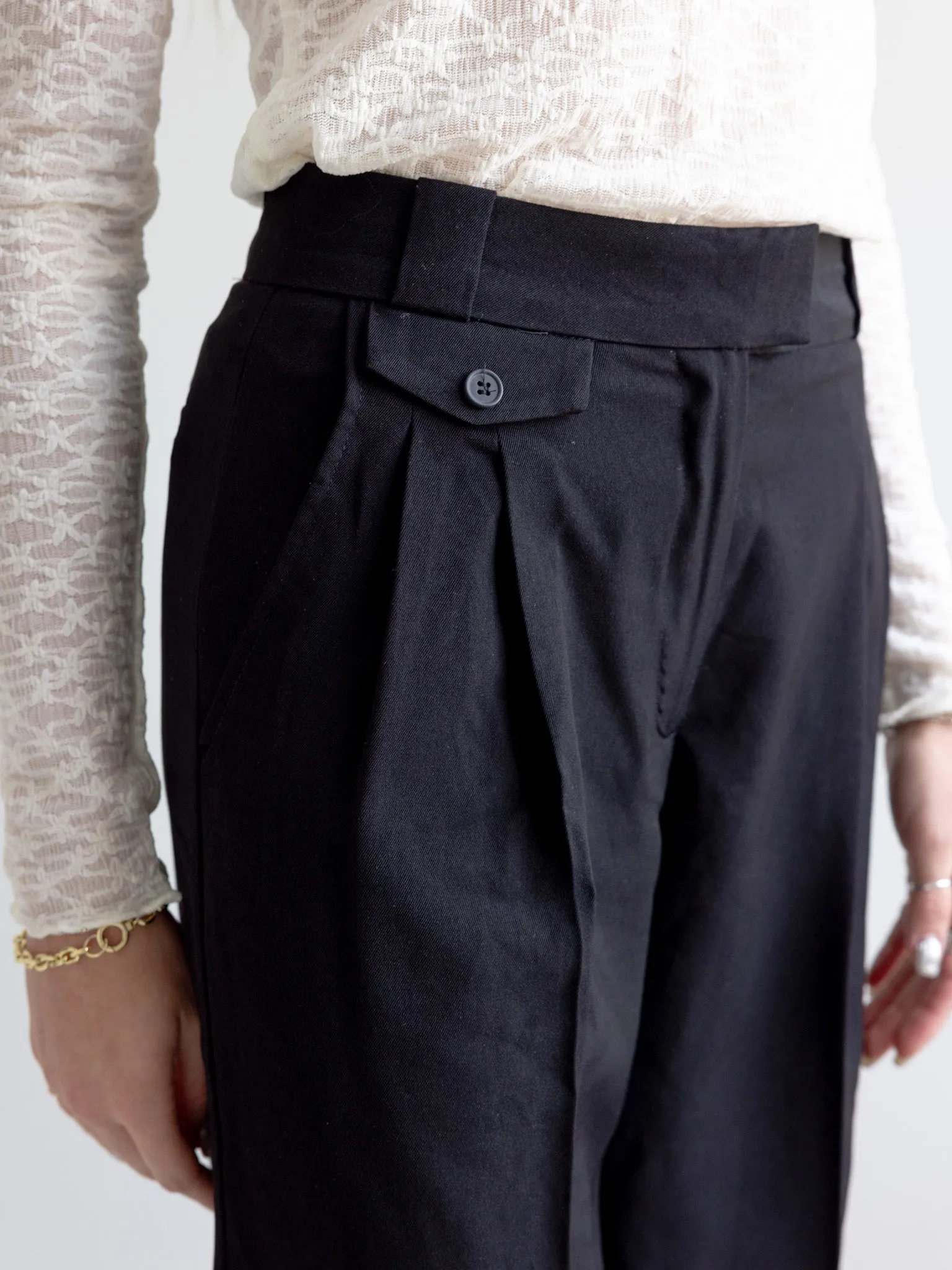 Marin High Rise Trouser -Black Abrasion Resistant Denim Smart Casual Modern Rainy Day