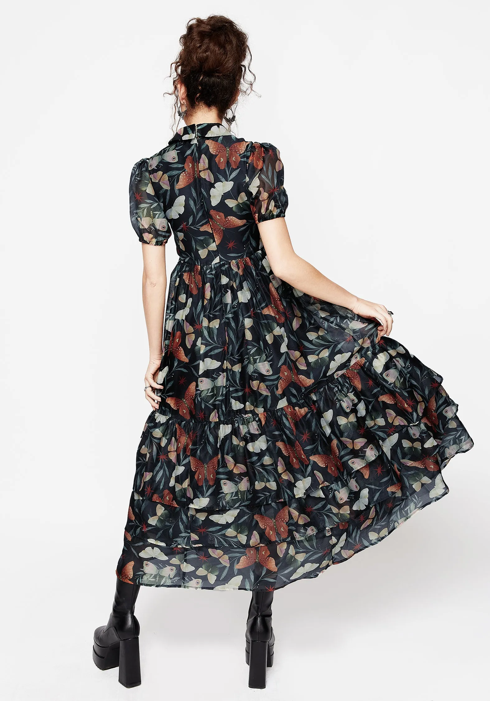 Mariposa Puff Sleeve Organza Maxi Shirt Dress Stone Lane Effortless vacation dress