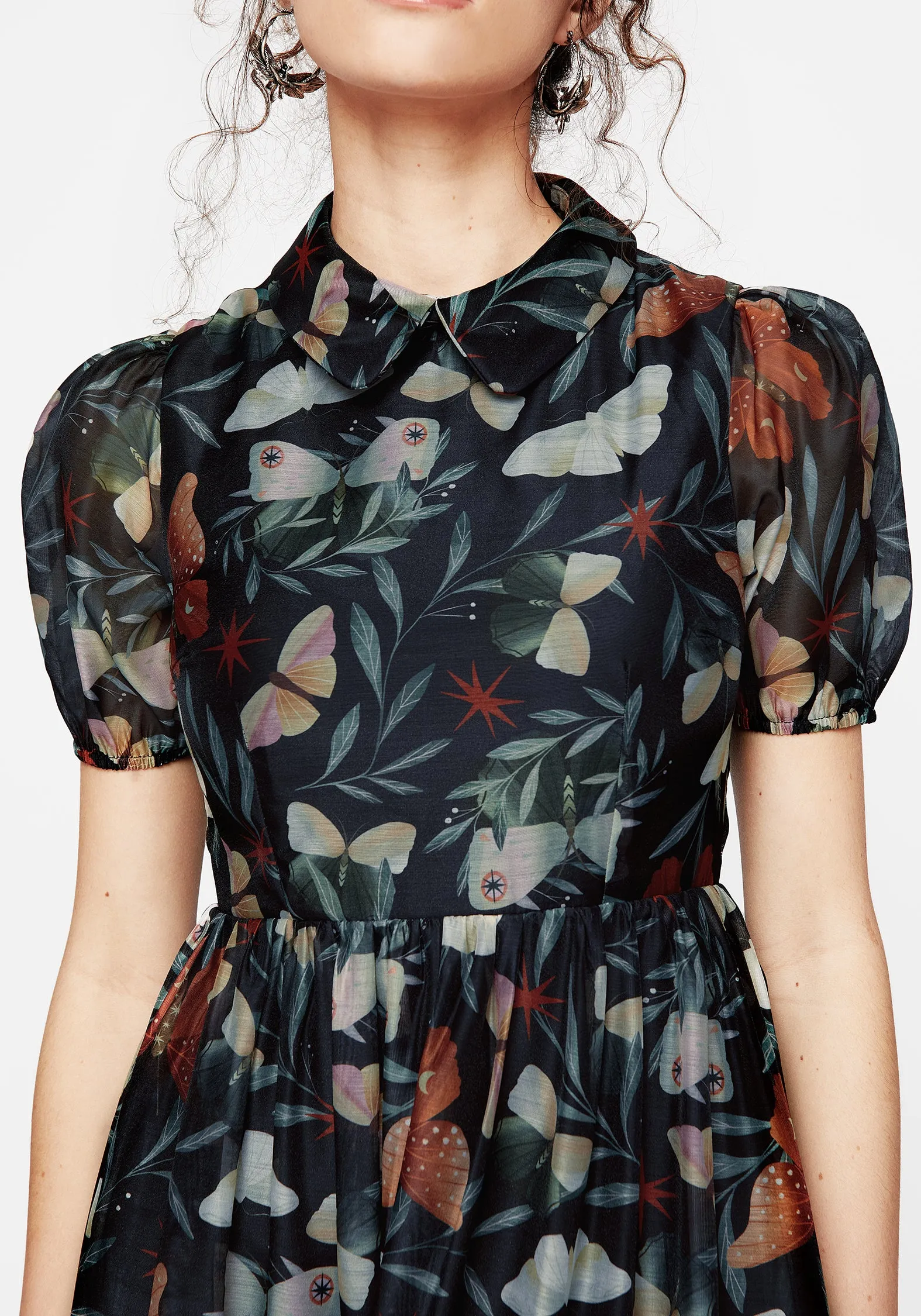 Mariposa Puff Sleeve Organza Maxi Shirt Dress HypoallergenicFiber