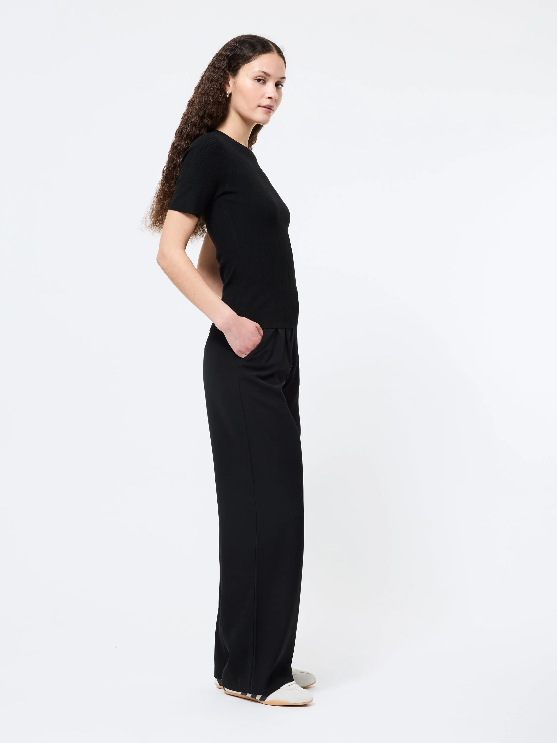 Marley Knit Wide Rib Top Reinforced Shoulder Panels