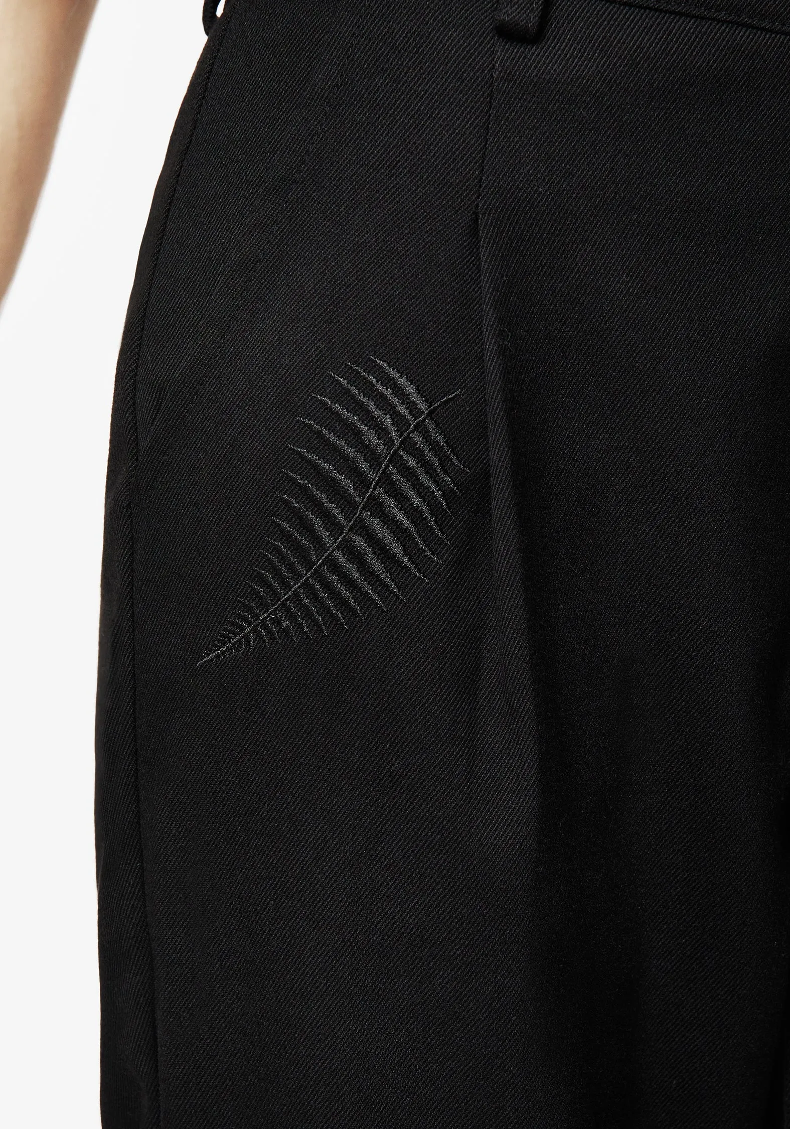 Marsilea Fern Embroidered Tapered Tailored Trousers Lightwear Look Cozy Movement