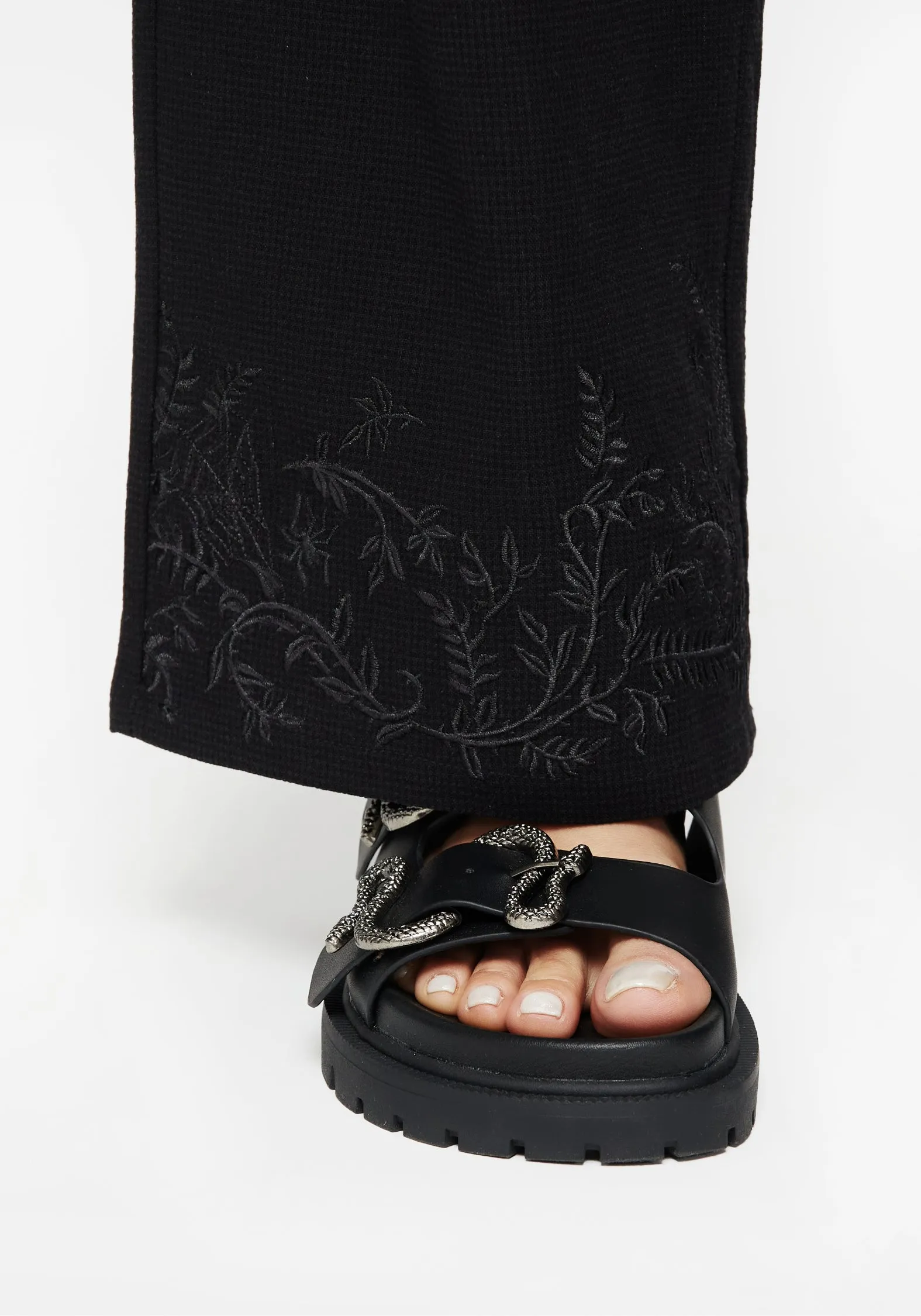 Timeless Wear Thorell Embroidered Cotton Wide Leg Trousers