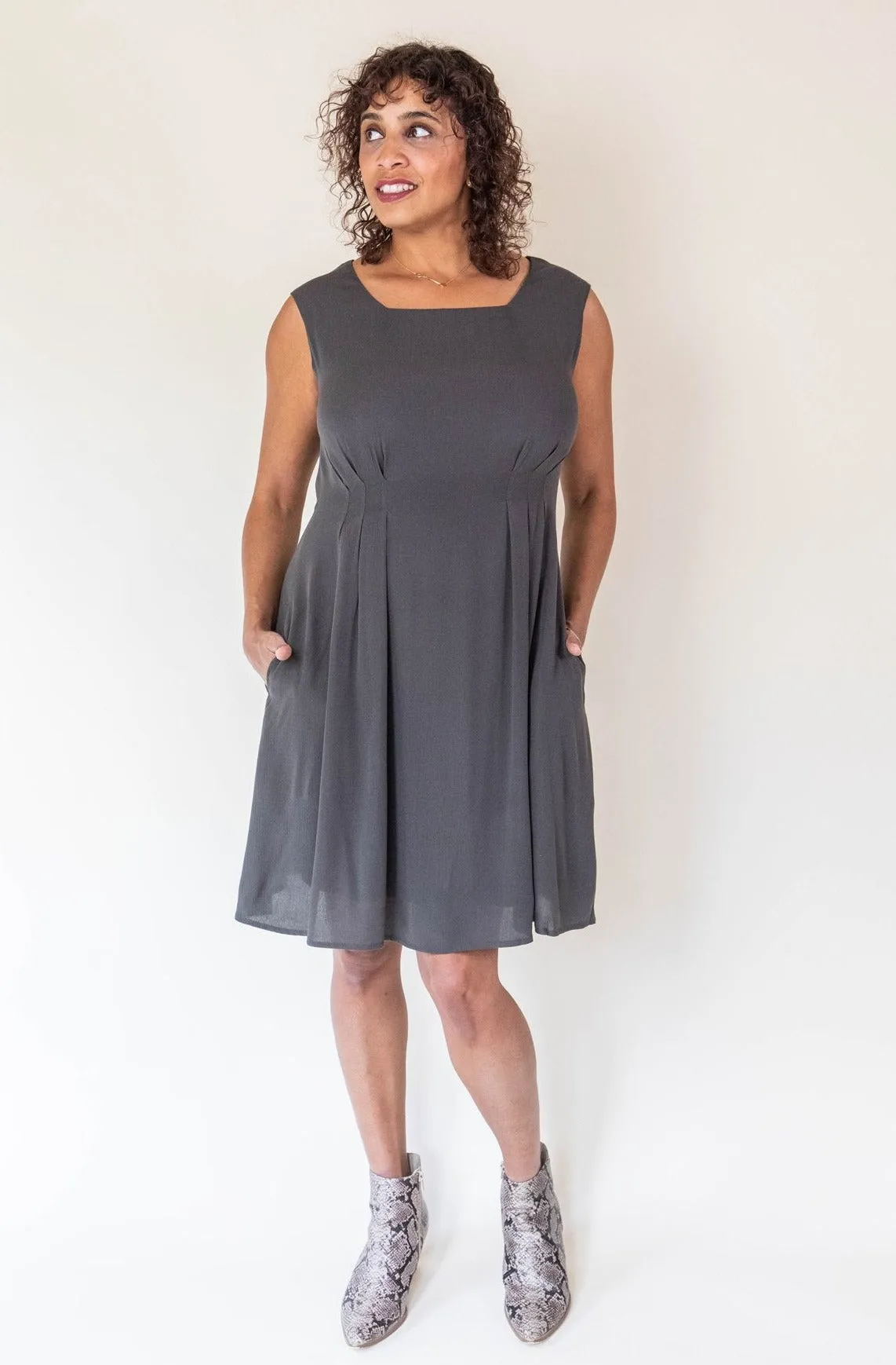 Harmonious Layers Pleiades Dress in Olive Crepe