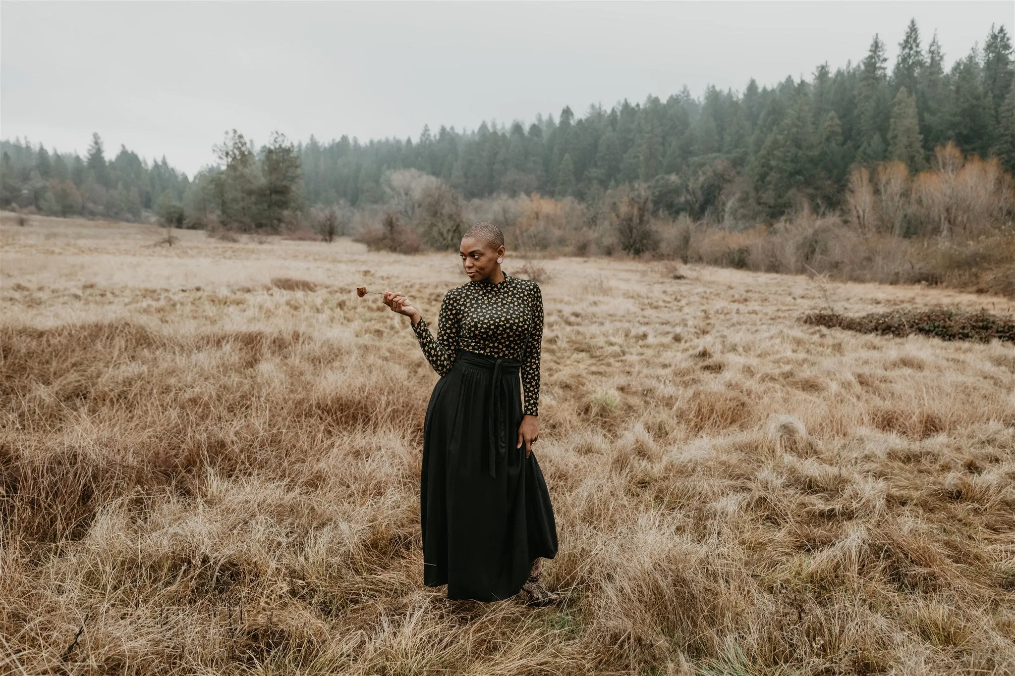 Lightweight Cable Pattern Maxi Wrap Skirt in Black Challis