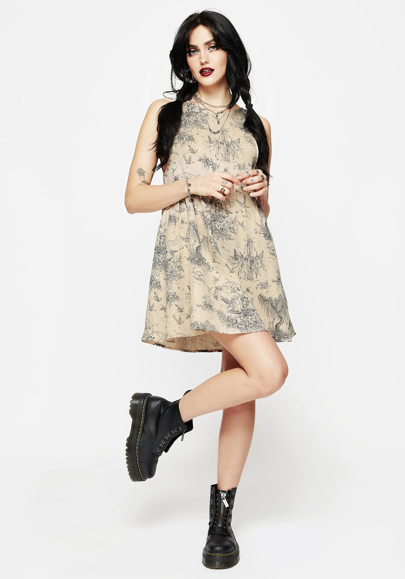 Casual Smart Maypole Cotton Print Mini Smock Dress