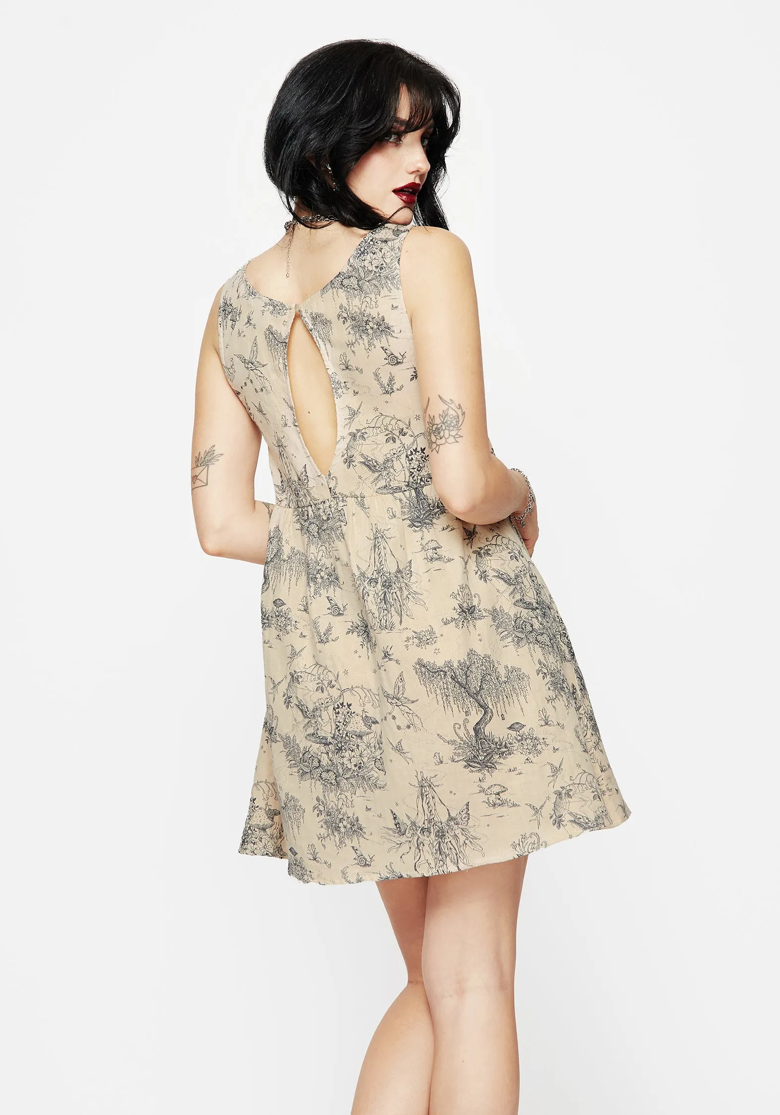 Maypole Cotton Print Mini Smock Dress Nature Inspired