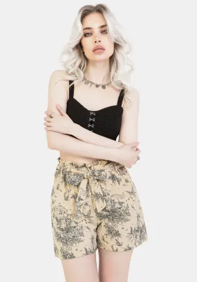 Maypole Cotton Print Paperbag Shorts Layered Structure