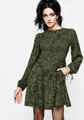 Cross Back Support Design Tie Back Closure System Meadowflowers Floral Print Mini Dress