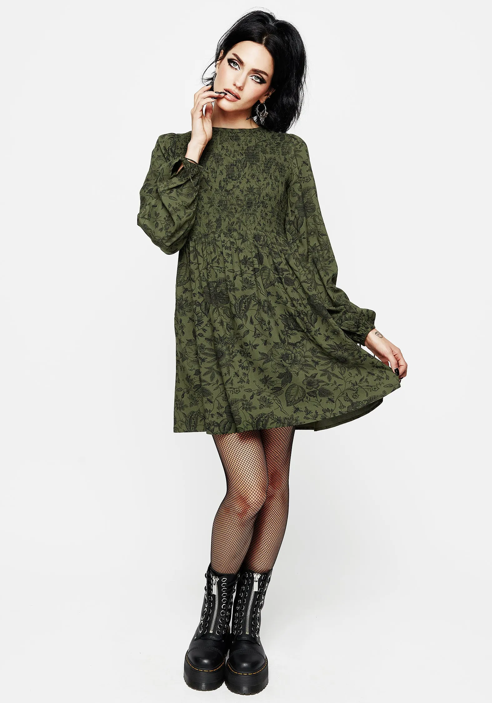 Meadowflowers Floral Print Mini Dress Satin Glow Office Friendly