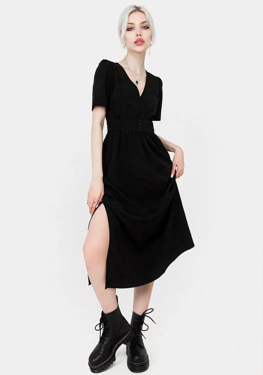 Medea Jacquard V-Neck Midaxi Dress Timeless Appeal Summer Ready