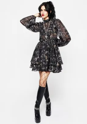 Soft Glide Melancholia Frill Yoke Layered Organza Mini Dress