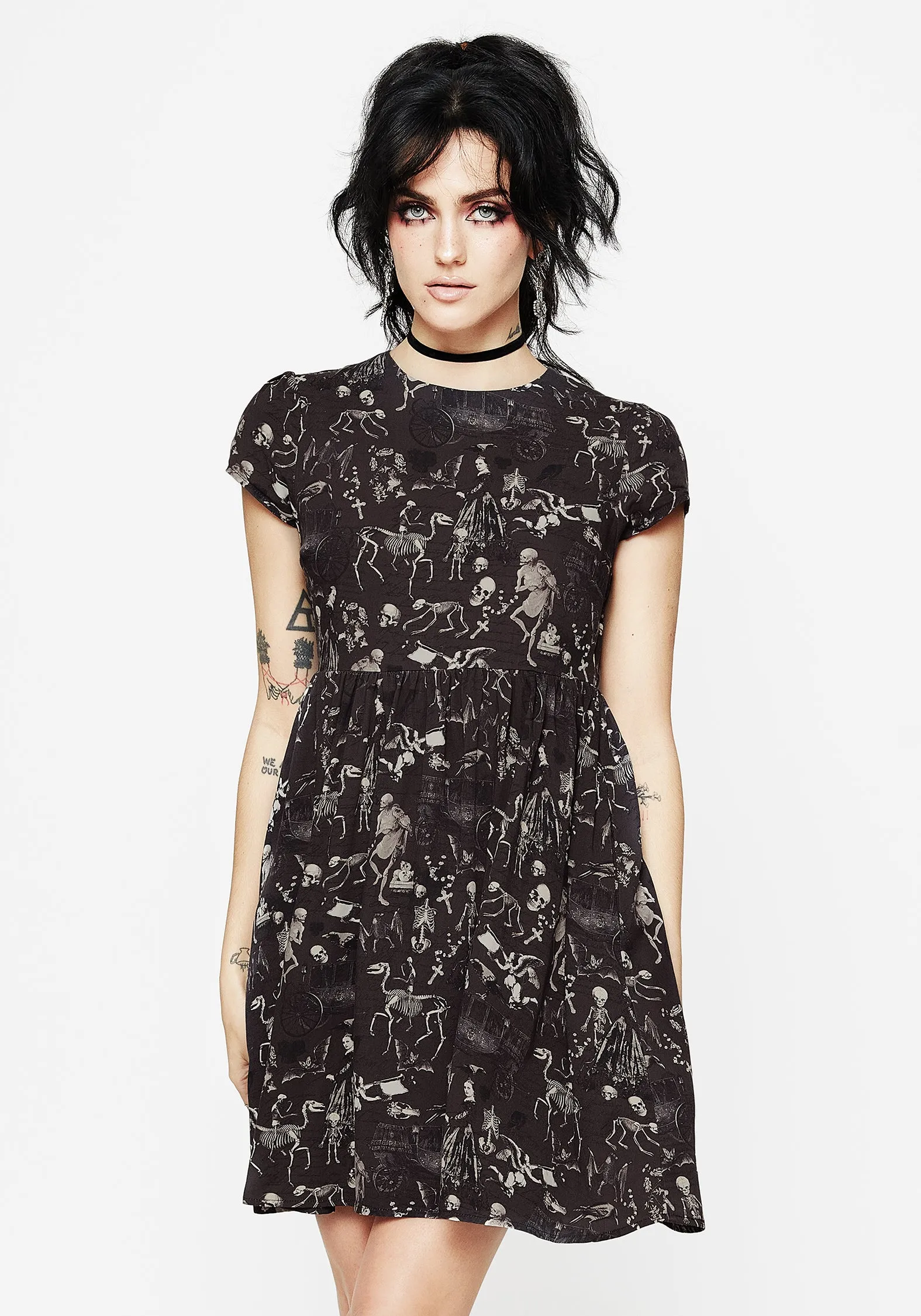 Global Style Artistic Flair Melancholia Mini Skater Dress
