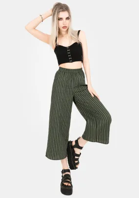 Street Attire Adjustable Closure Memorantia Wide Leg Culottes - Green
