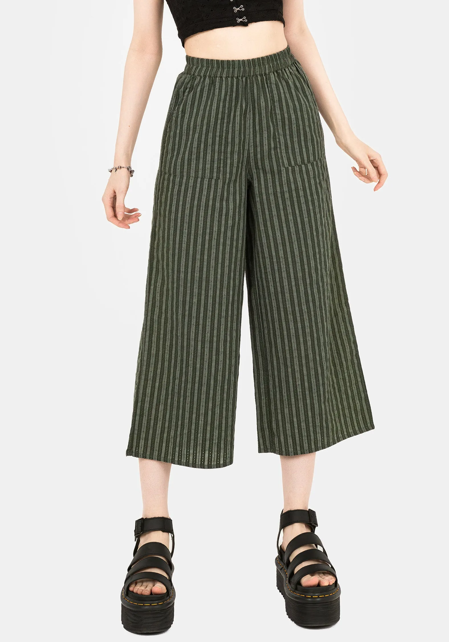 Memorantia Wide Leg Culottes - Green Modern Luxe